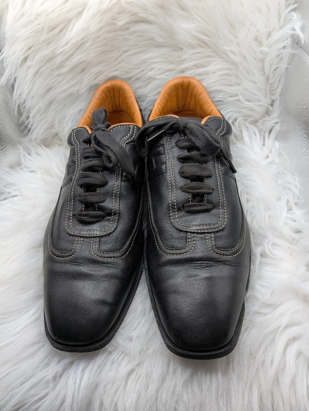 Hermès Men's Black Leather Sneakers – EU 38.5 – 5.5-6US Made in Italy - Picture 1 of 11
